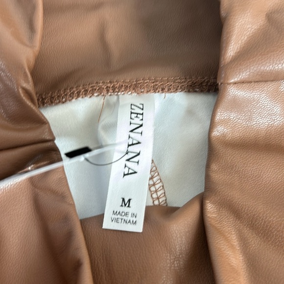 Zenana brown high rise faux leather leggings - Picture 3 of 13